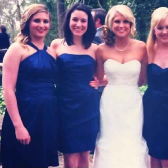 blue silk bridesmaid dress
